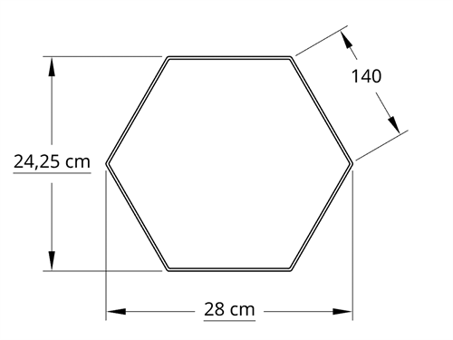 6 kantet 25,0 cm hvid